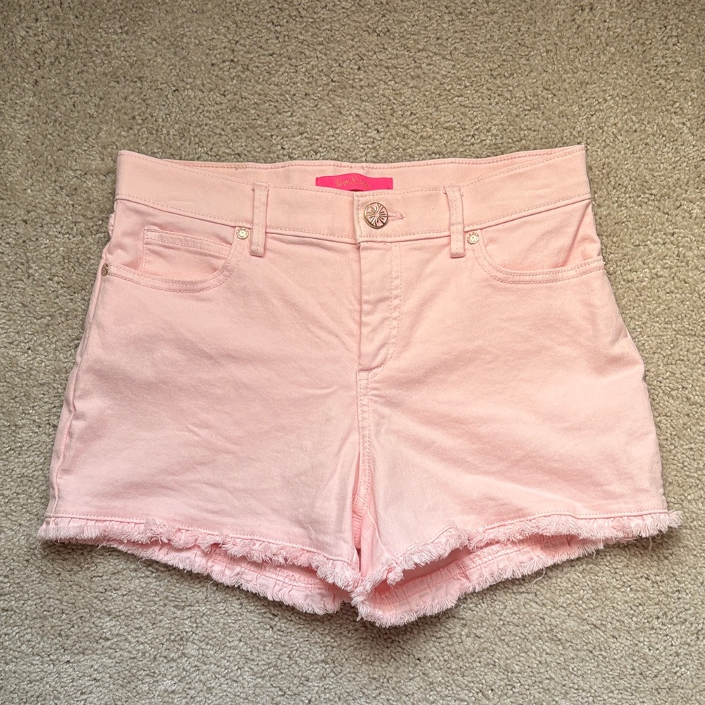 Lilly Pulitzer Light Pink Frayed Jean Shorts